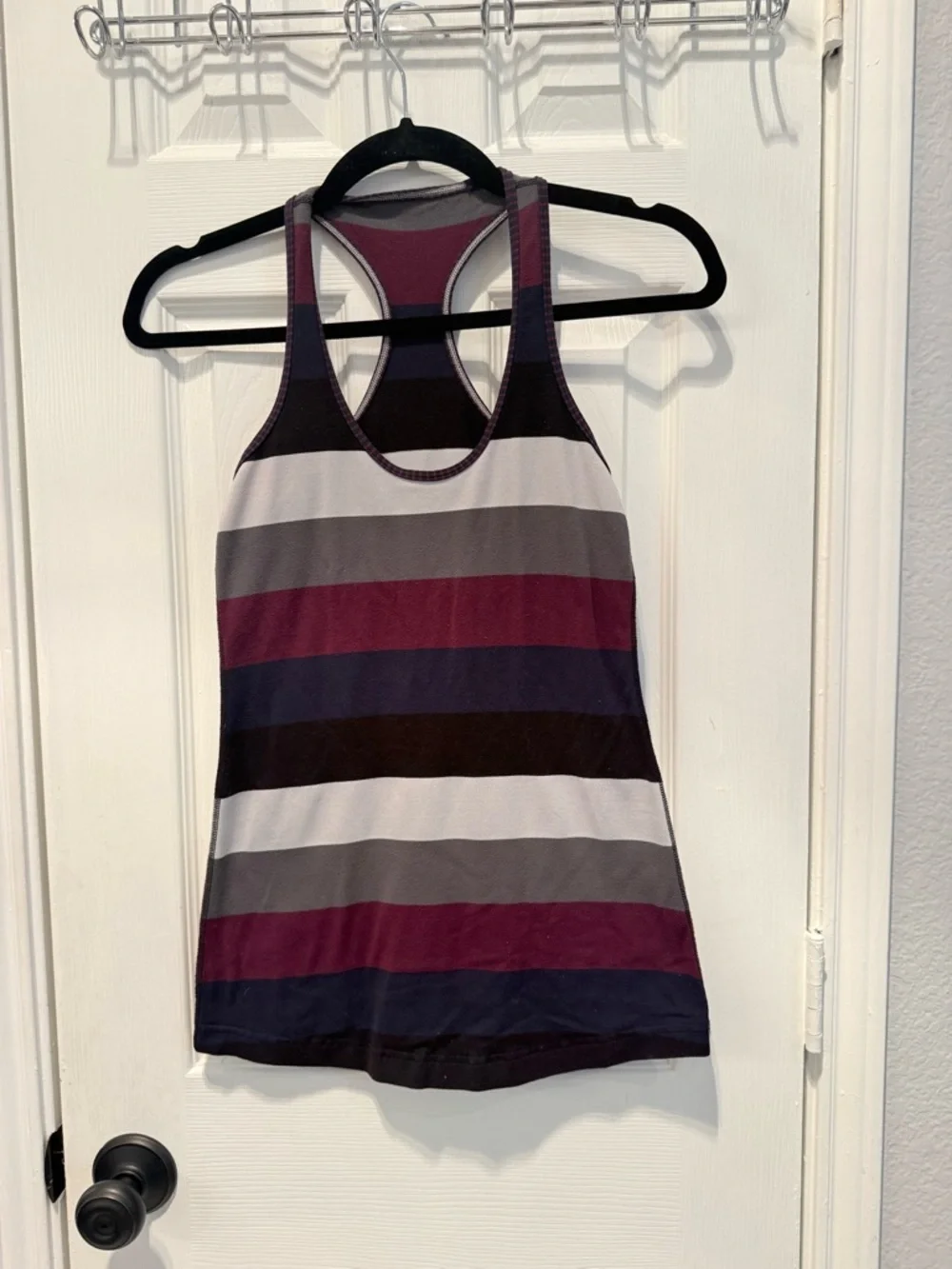 💜🖤 Lululemon Size Small Racerback Tank Top Striped Athletic Yoga Workout Top